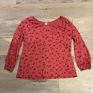 Old Navy Women's Long Sleeve Floral Top - Rust Red